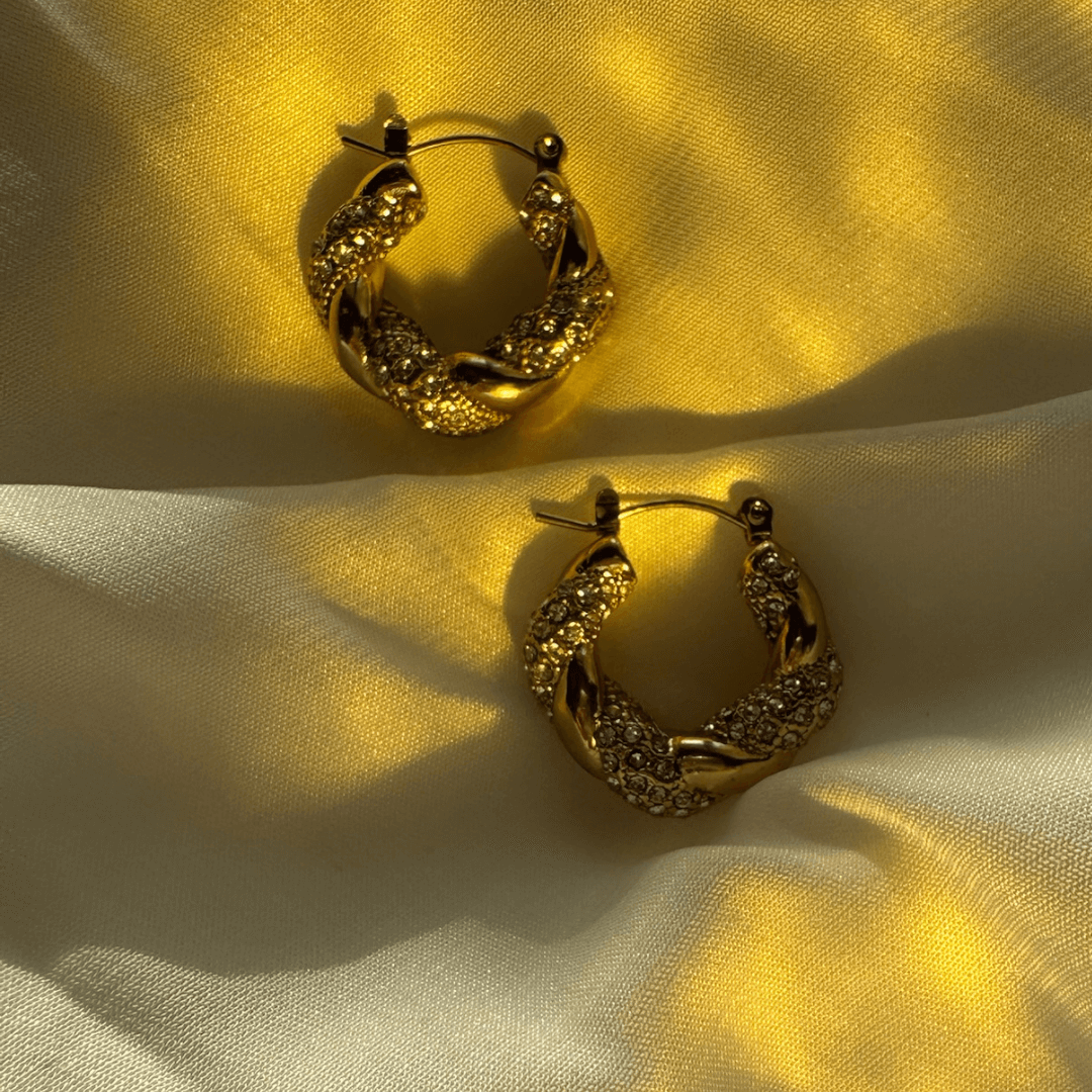 Gold Diamond Hoops