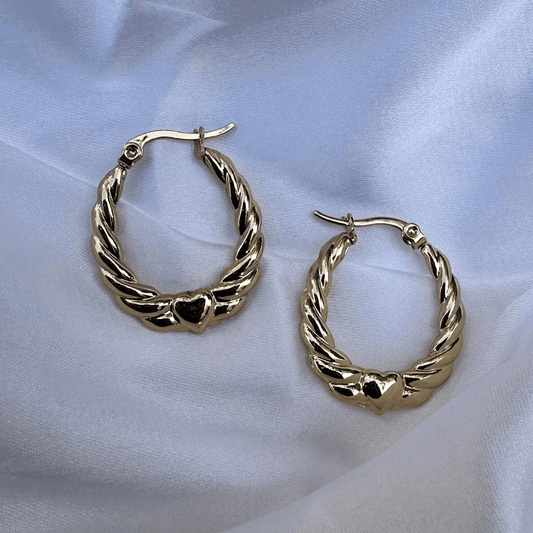 Small Croissant Heart Hoops