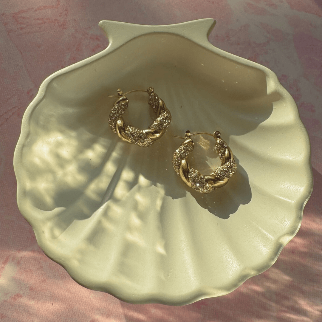 Gold Diamond Hoops