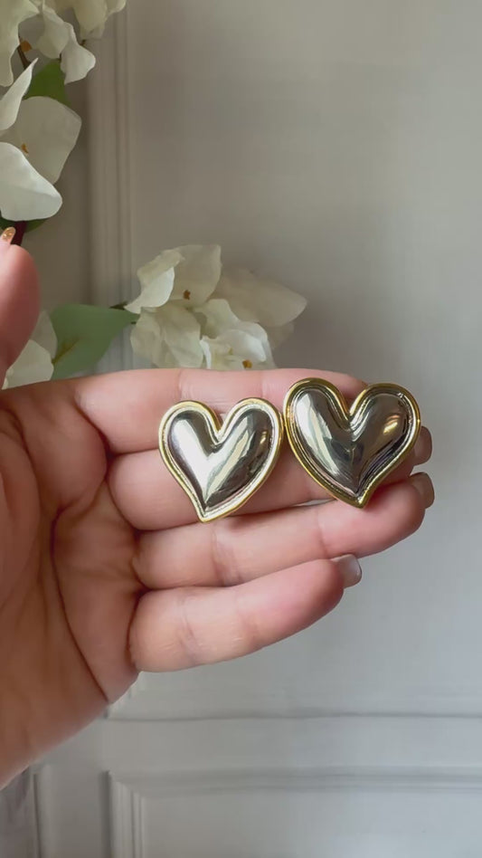 Dual Tone Heart Studs